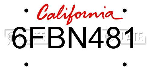 6FBN481 California License Plate