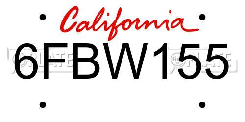 6FBW155 California License Plate