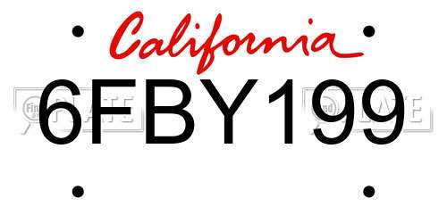6FBY199 California License Plate