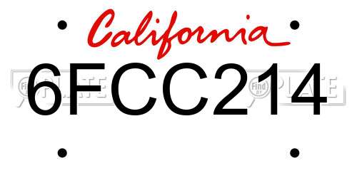 6FCC214 California License Plate