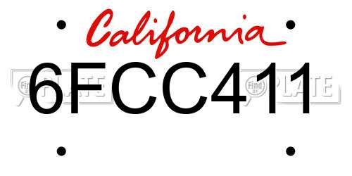 6FCC411 California License Plate