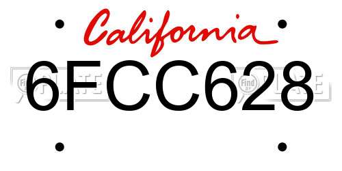 6FCC628 California License Plate