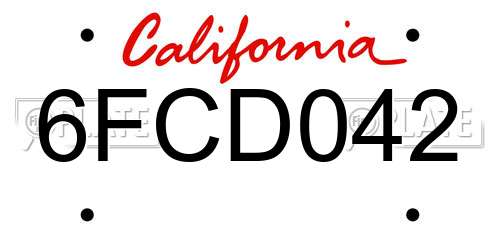 6FCD042 California License Plate