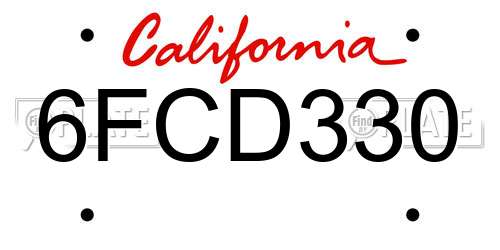 6FCD330 California License Plate