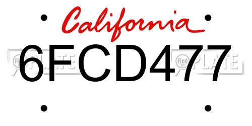 6FCD477 California License Plate