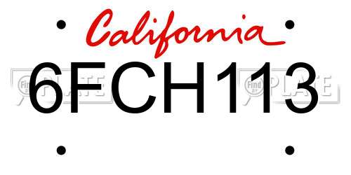 6FCH113 California License Plate