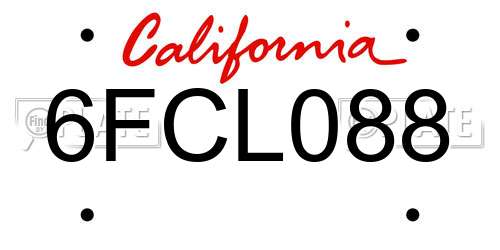 6FCL088 California License Plate