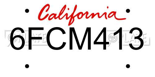 6FCM413 California License Plate