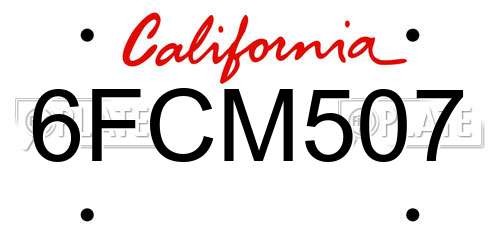 6FCM507 California License Plate