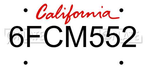 6FCM552 California License Plate