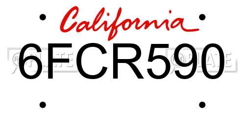 6FCR590 California License Plate