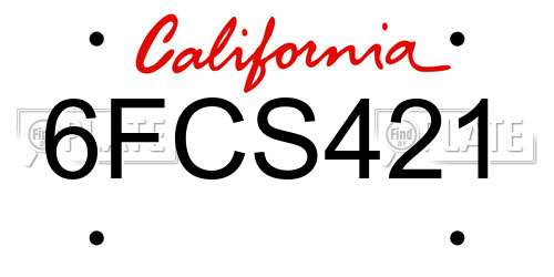 6FCS421 California License Plate