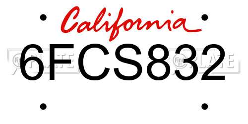 6FCS832 California License Plate