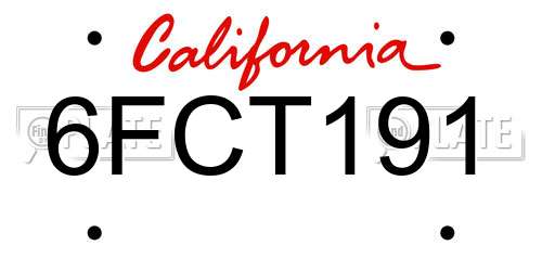 6FCT191 California License Plate