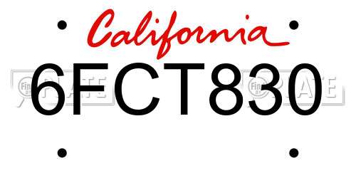 6FCT830 California License Plate