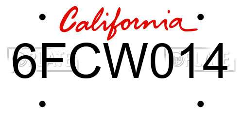 6FCW014 California License Plate