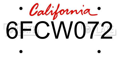 6FCW072 California License Plate