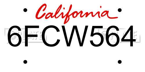 6FCW564 California License Plate