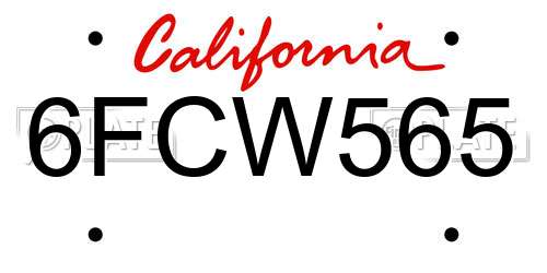 6FCW565 California License Plate