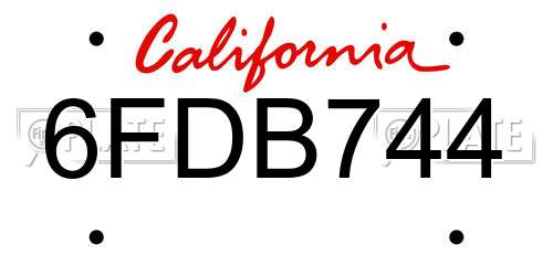 6FDB744 California License Plate