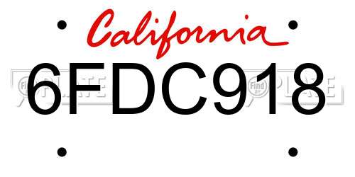 6FDC918 California License Plate