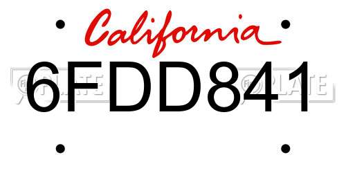 6FDD841 California License Plate
