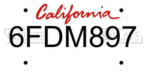 6FDM897 California License Plate