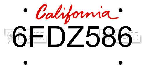 6FDZ586 California License Plate