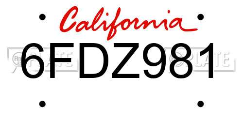 6FDZ981 California License Plate
