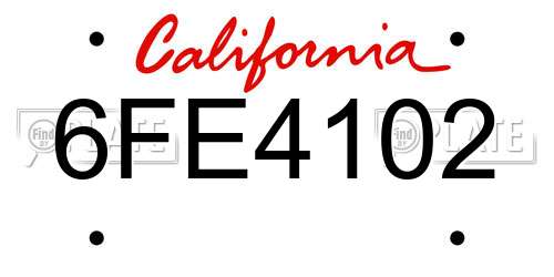 6FE4102 California License Plate