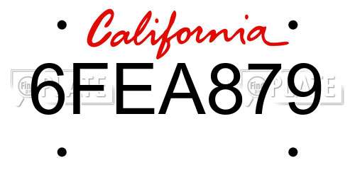 6FEA879 California License Plate