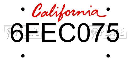 6FEC075 California License Plate