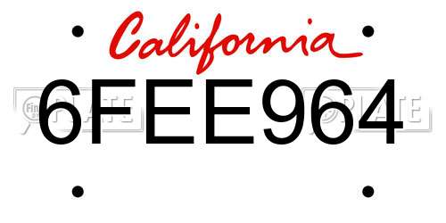6FEE964 California License Plate