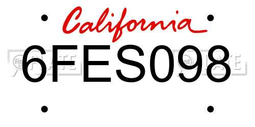 6FES098 California License Plate