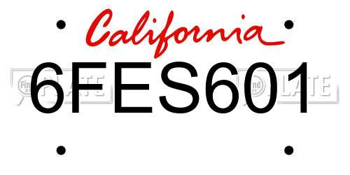6FES601 California License Plate