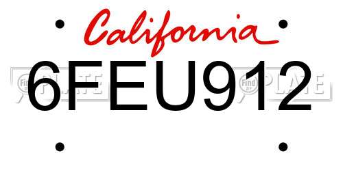 6FEU912 California License Plate