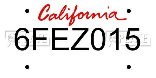 6FEZ015 California License Plate
