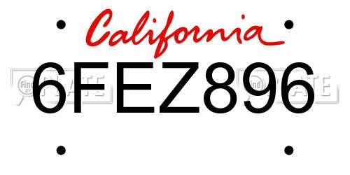 6FEZ896 California License Plate