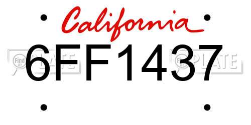 6FF1437 California License Plate
