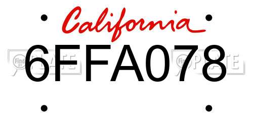 6FFA078 California License Plate