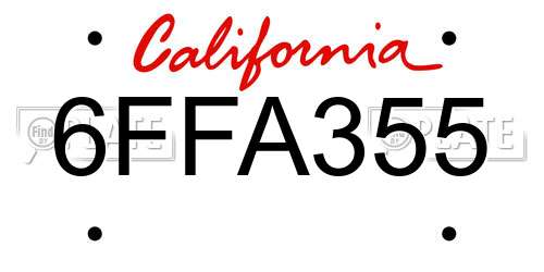 6FFA355 California License Plate