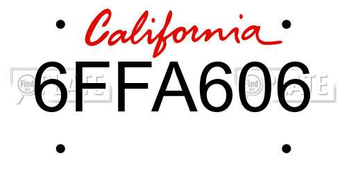 6FFA606 California License Plate