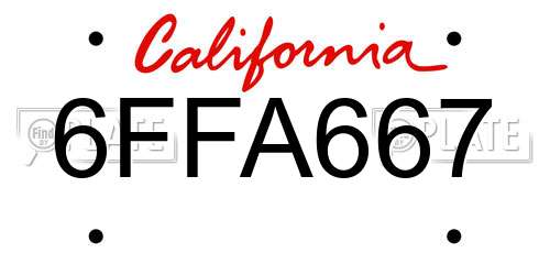 6FFA667 California License Plate