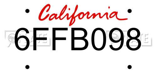 6FFB098 California License Plate
