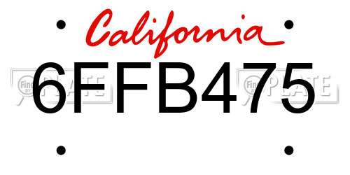 6FFB475 California License Plate