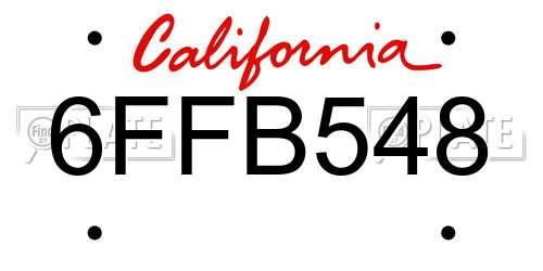 6FFB548 California License Plate