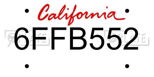 6FFB552 California License Plate