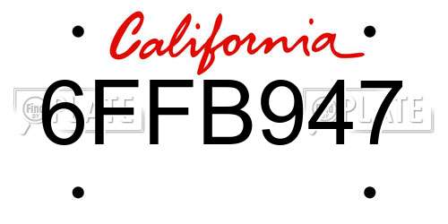 6FFB947 California License Plate