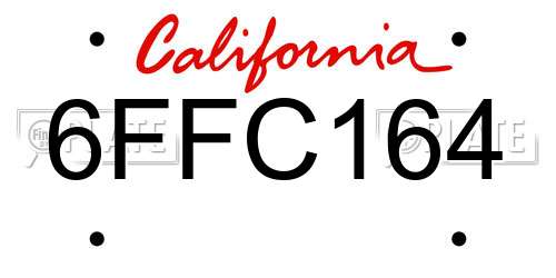 6FFC164 California License Plate