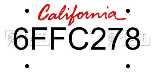 6FFC278 California License Plate